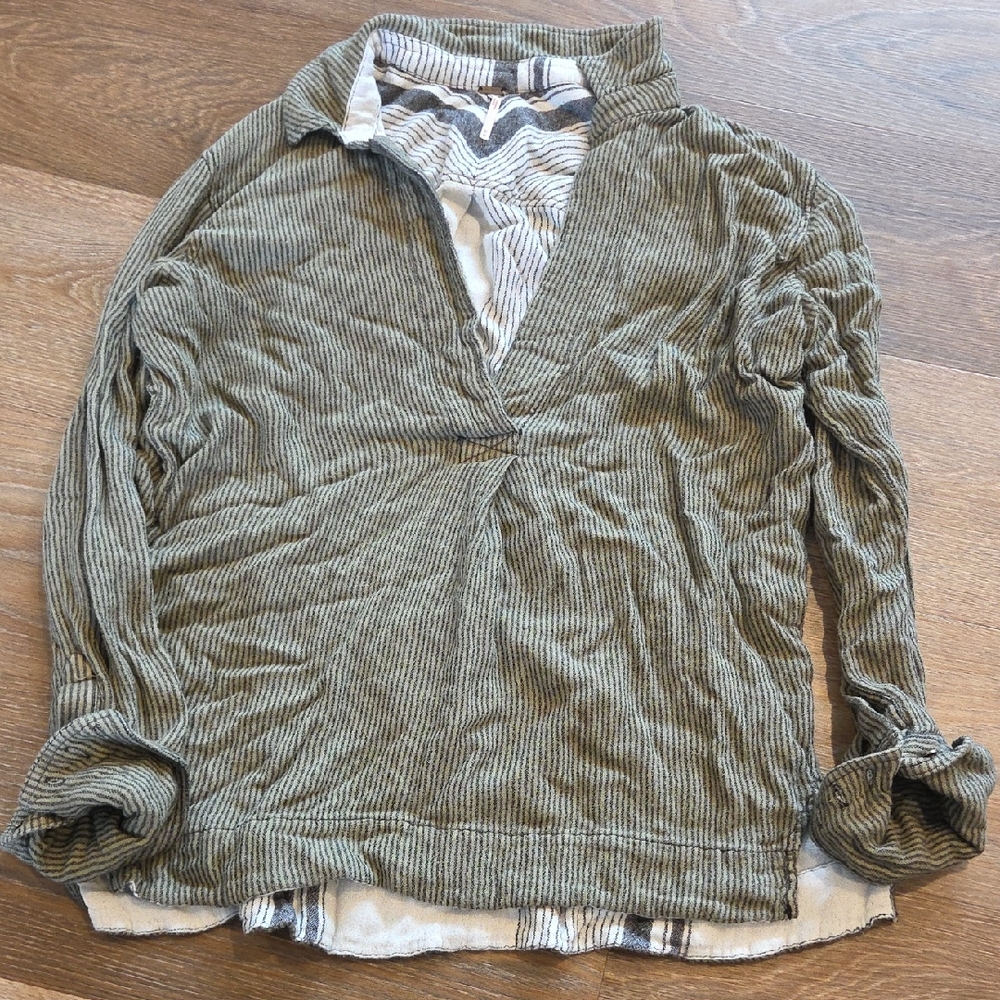Free People Green Striped Top